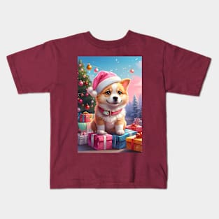 Cute Dog with a Red Bow Kids T-Shirt